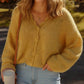 1 The Woman - Lantern Sleeve Scallop V Neck Buttoned Front Cardigan