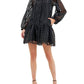 2.7 August Apparel - CHECK ORGANZA BUTTONED LONG SLEEVE MINI DRESS