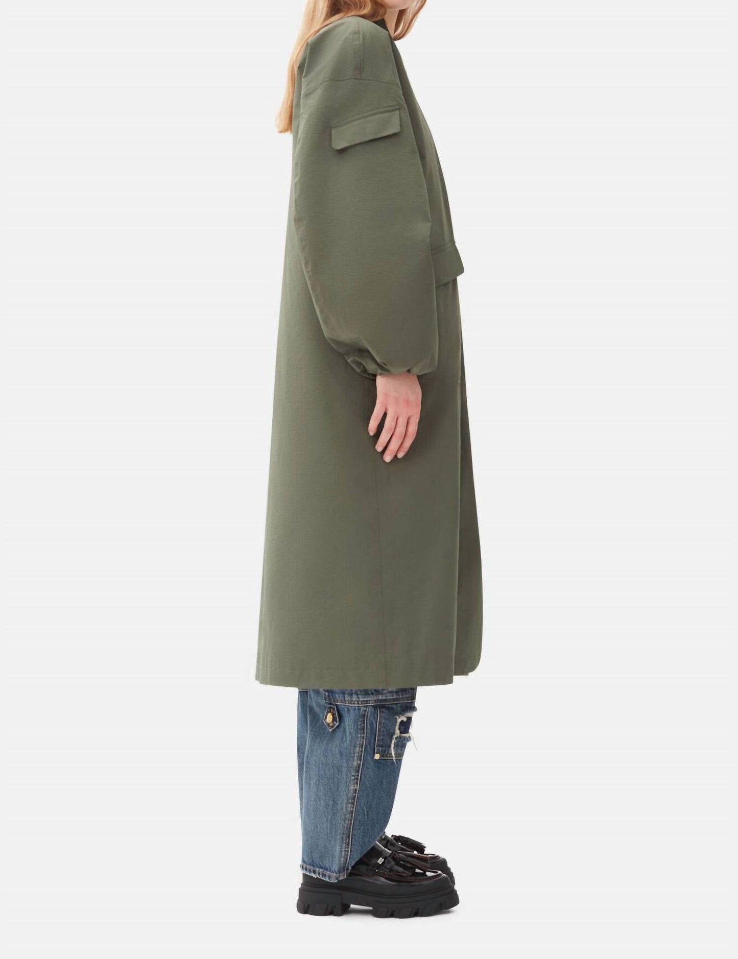 Ganni - Tech Seersucker Oversized Shell Coat