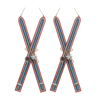 Wood Ski Ornament (Set - 2)