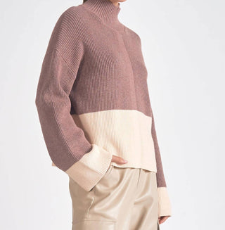 Elan - Vivianne Color Block Mock Neck