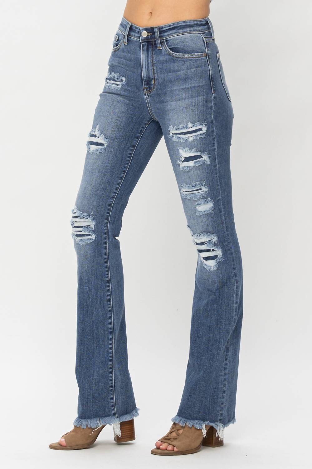 Judy Blue - High Waist Patched Bootcut Jeans