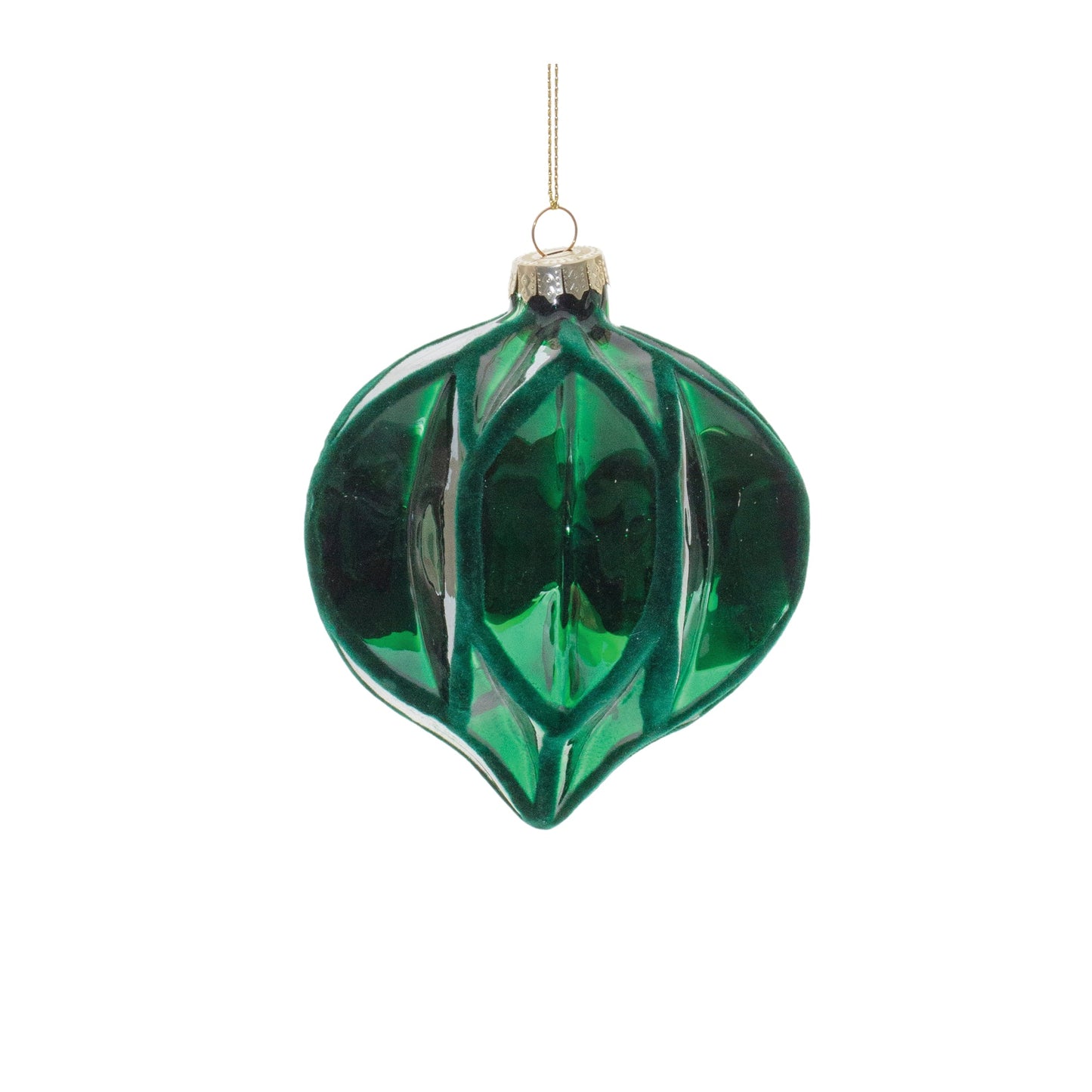Green Textured Harlequin Glass Ornament (Set of 6)