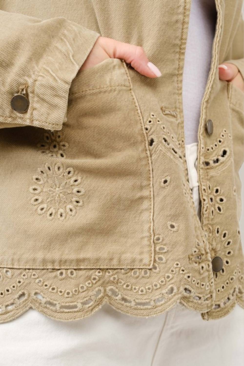 Aaron & Amber - Scalloped Hem Denim Jacket