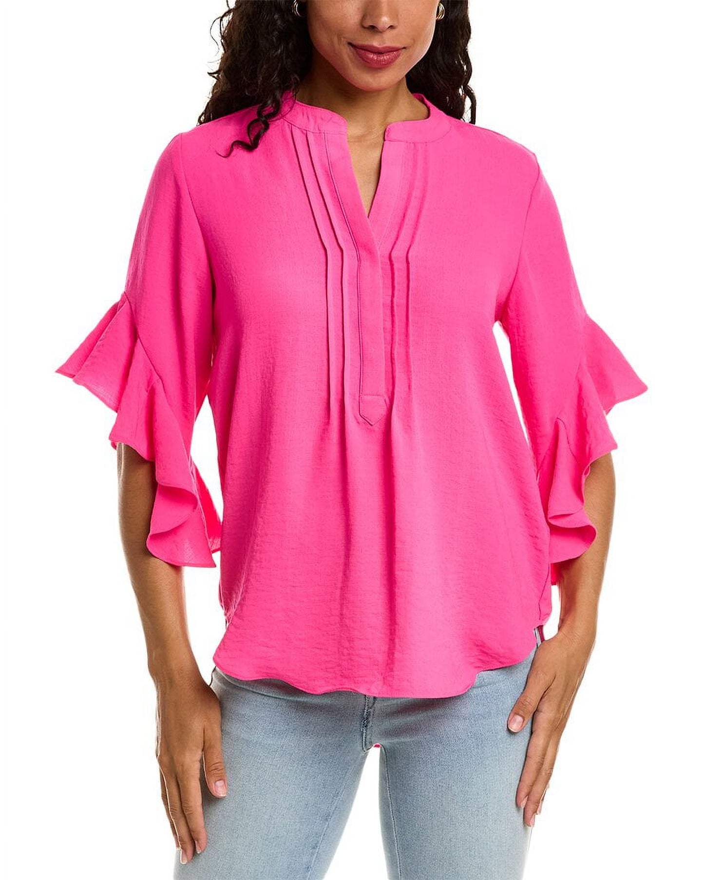 Vince Camuto Split Neck Ruffle Sleeve Blouse Pink Size XS