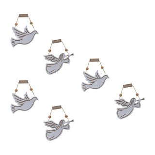 Wood Dove and Angel Sentiment Ornament (Set of 6)