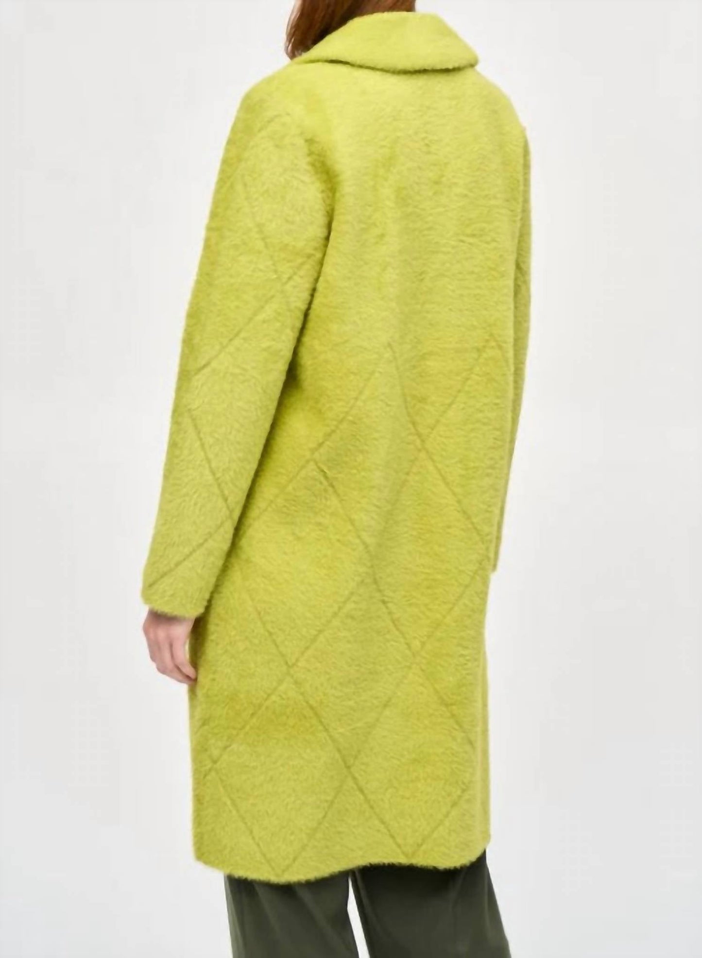 Joseph Ribkoff - Quilted Fuzzy Knit Long Sleeve Coat
