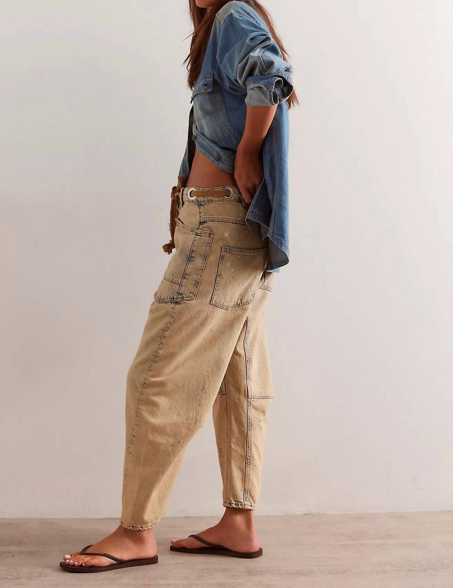 Free People - Moxie Low Slung Pull On Barrel Pants