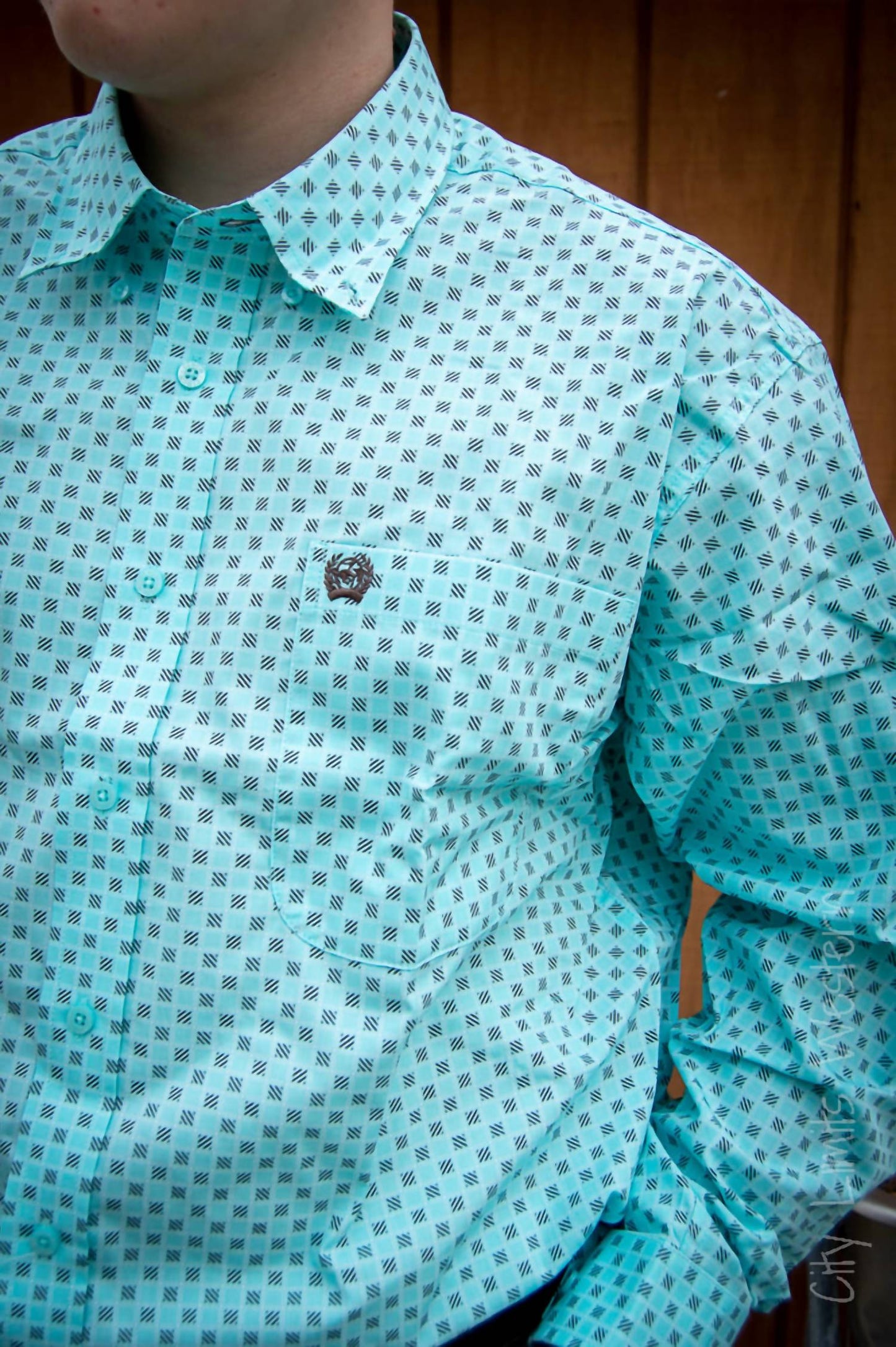 Cinch - Men's Long Sleeve Square Print Button Down
