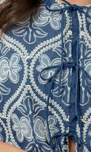 Greylin - Romy Embroidered Tie Front Shell Top