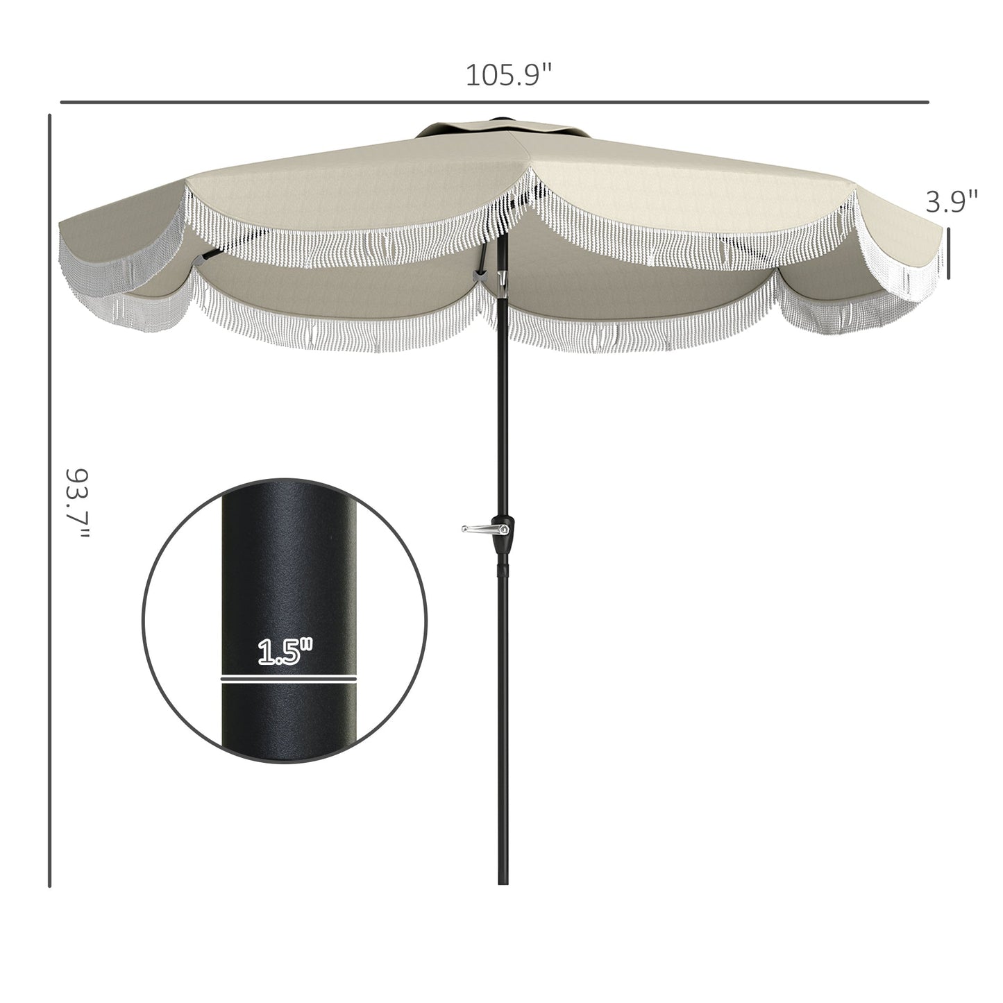 Vented Patio Table Umbrella with Crank and Push Button Tilt