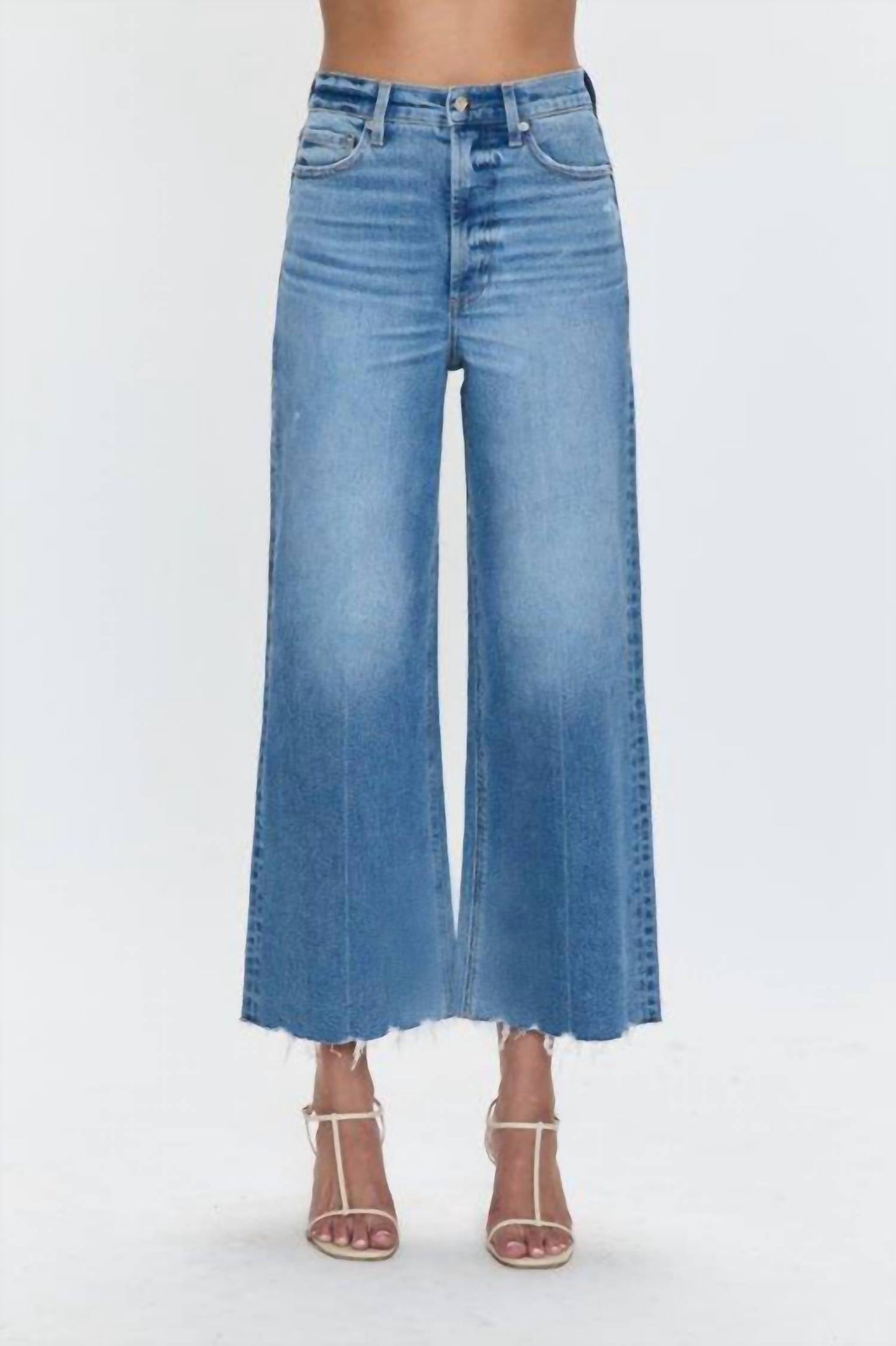 Pistola - Lana Raw Hem Ankle Wide Leg Jeans