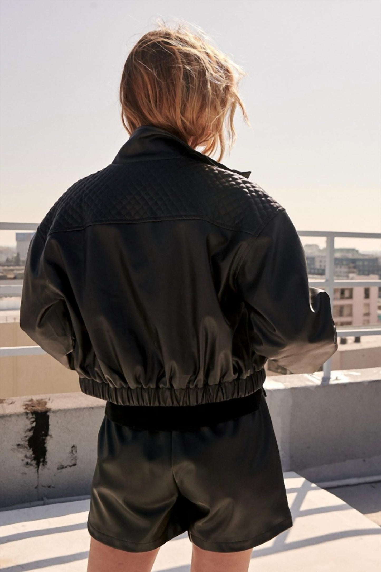 Falcon Park - Brinley Faux Leather Bomber Jacket