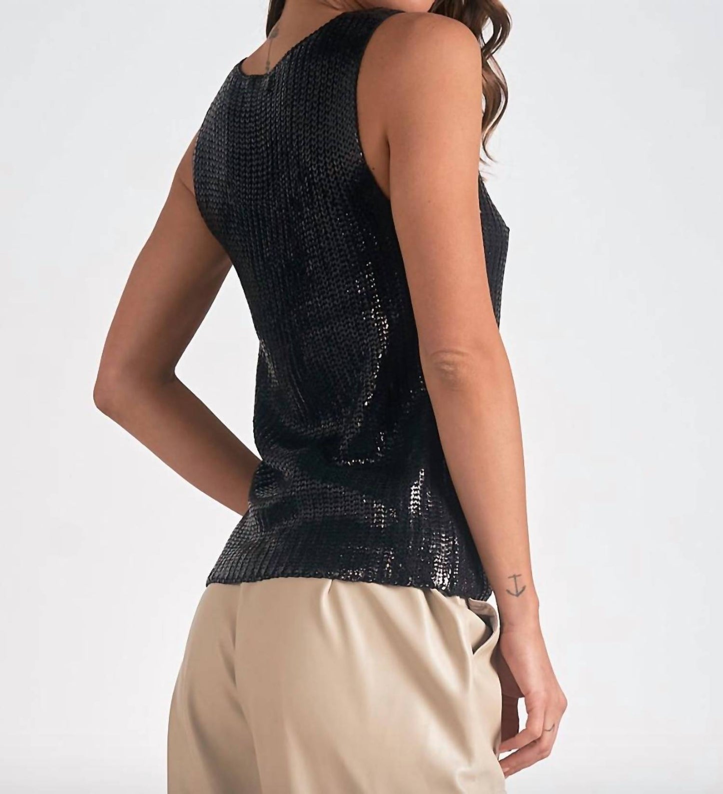Elan - Metallic Sweater Tank Top