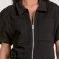 Elan - Short Sleeve Collared Sweatsuit Romper