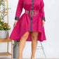 Karen T Design - Asymmetrical Shirt Dress With Contrast Collar