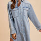 Anniewear - Comfort Stretch Denim Button Down Shirt Dress