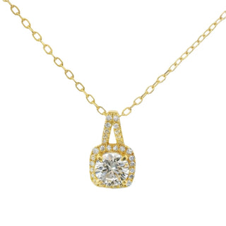 Allyanna Gifts - Women's Round Moissanite With Square Halo Necklace