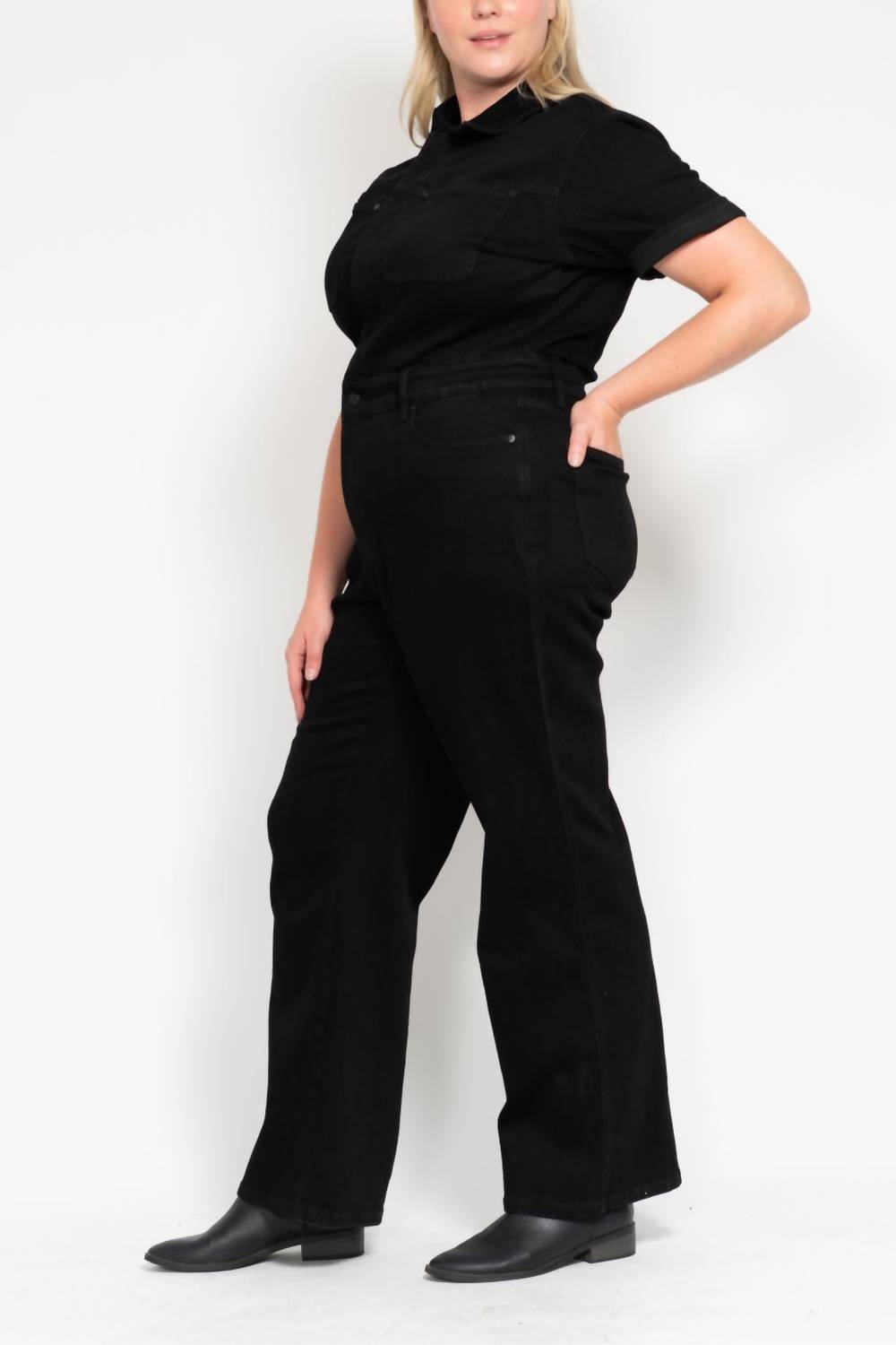 Judy Blue - High Waist Tummy Control Jumpsuit Straight Leg Jeans - Plus