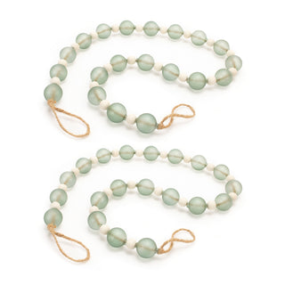 Green Glass and Wood Bead Garland (Set of 2)