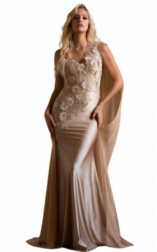 Amelia Couture - Embroided gown with cape