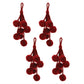 Burgandy Pom Pom Cluster Drop Ornament (Set of 4)