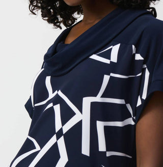 Joseph Ribkoff - Geometric Print Cowl Neck Top