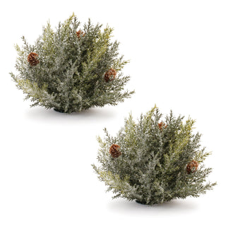 Icy Pine Half Orb with Pinecones (Set of 2)