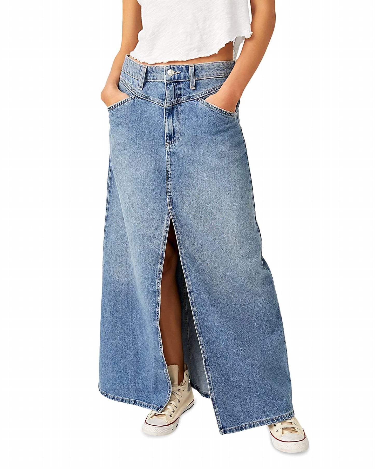 Free People - Come As You Are Denim Maxi Skirt