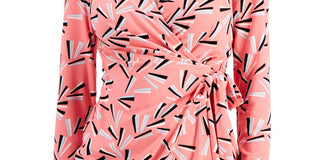 Anne Klein Women's Fan Print Top Pink Size 1X