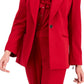 Kasper Women's Zip Cuff Notched Collar One Button Jacket Red Size 12