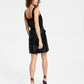 Bar III Women's Sequined Square Neck Belted Dress Black Size X-Large