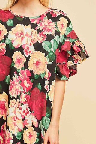 Entro - Floral Ruffle Sleeve Mini Dress