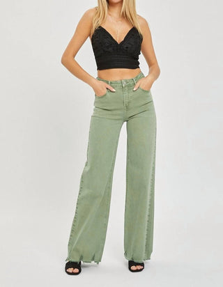 Risen - High Rise Wide Leg Frayed Hem Pants