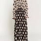 Davi & Dani - Polka Dot Ruffled Long Sleeve Pleated Maxi Dress