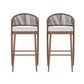 Outdoor Bar Height Metal Frame Counter Stools with Scallop-Shaped Backrest & Water-Resistant Cushions