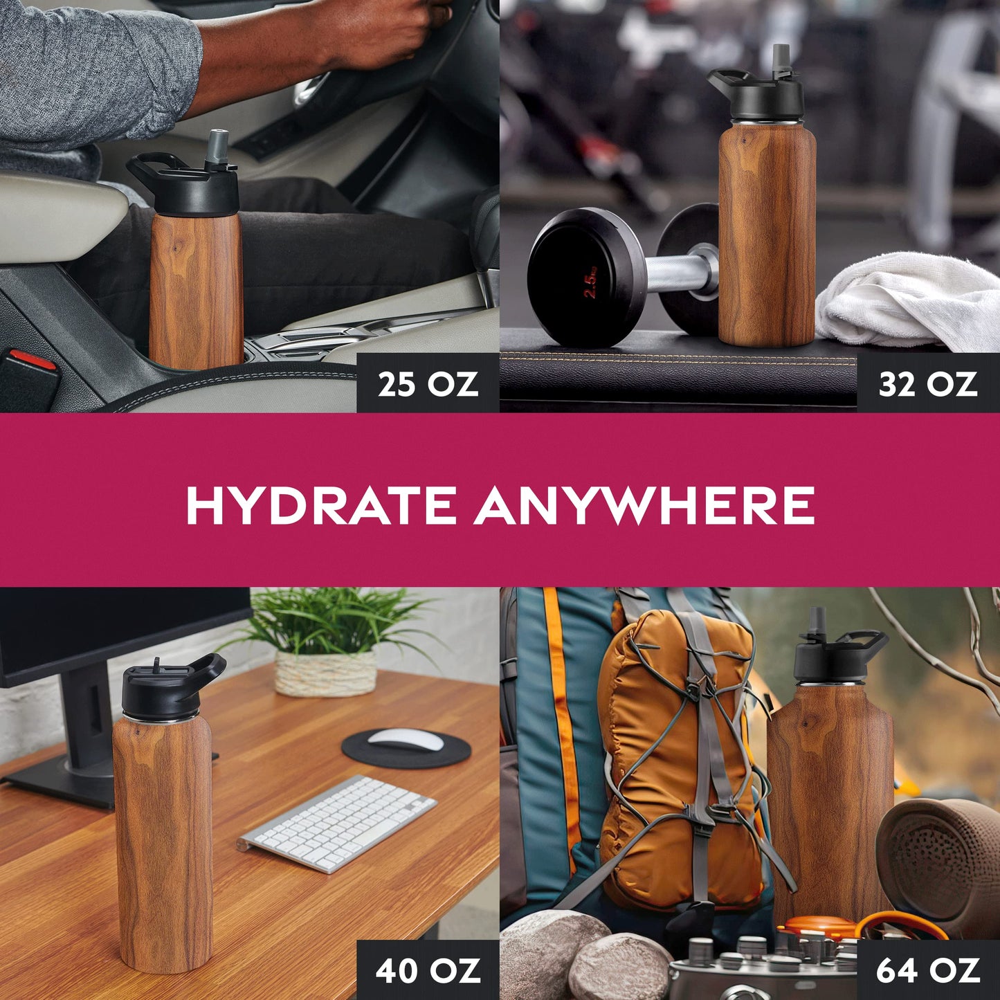 Insulated Sports Water Bottle with Straw