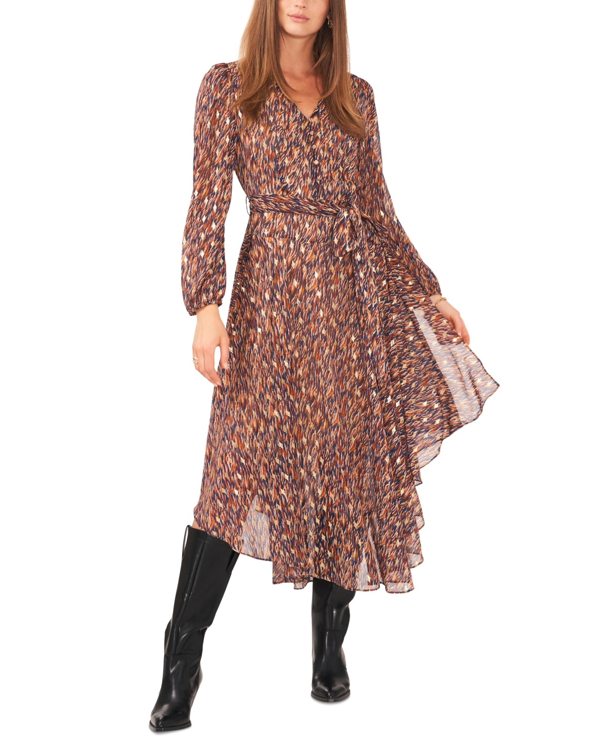 Vince Camuto Women's Belted High-Low Maxi Dress Blue Size XXS