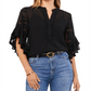 Vince Camuto Pintuck Trim Ruffled Sleeve Top Black Size Medium