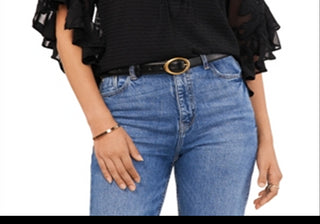 Vince Camuto Pintuck Trim Ruffled Sleeve Top Black Size Medium