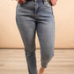 Judy Blue - Side Panel Detail & Hi-lo Fray Hem High Waisted Jean