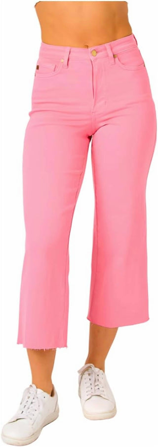 Judy Blue - High Rise Tummy Control Wide Leg Crop Jeans