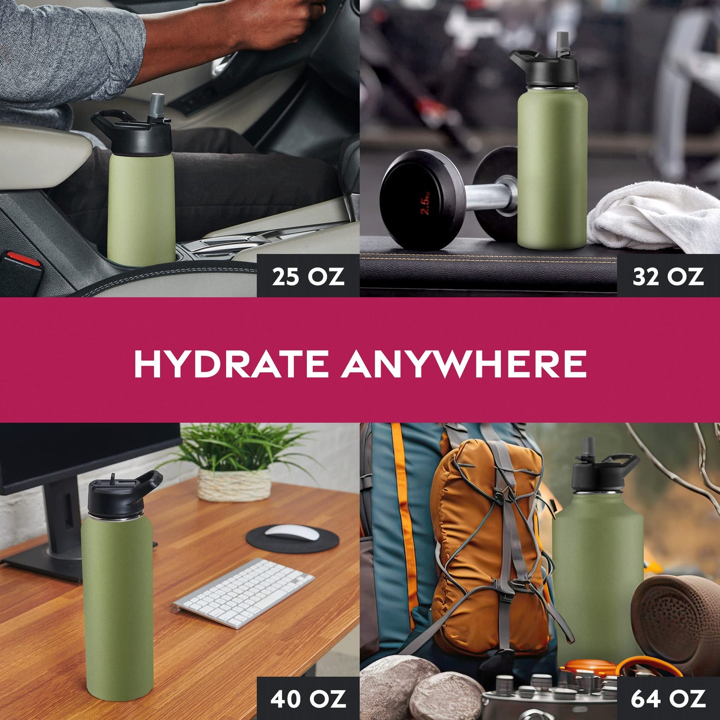 Insulated Sports Water Bottle with Straw