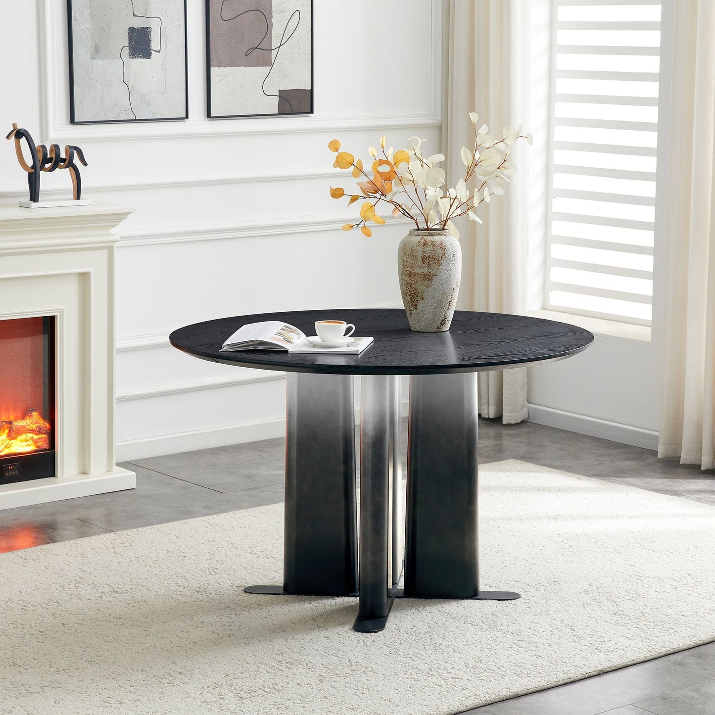 Dining Table With Gradient Legs - Black