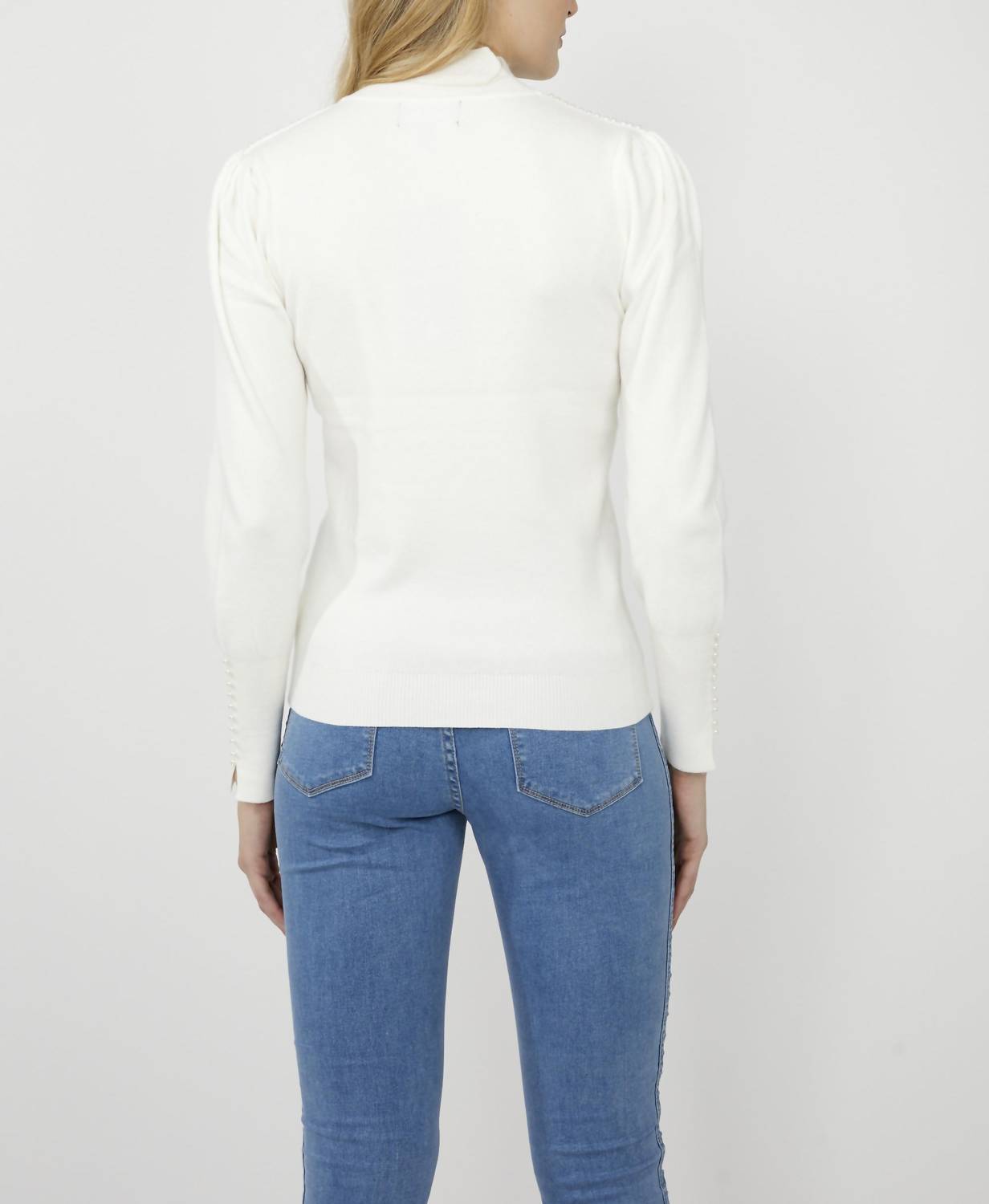 Frank Lyman - Embellished Mock Neck Knit Sweater