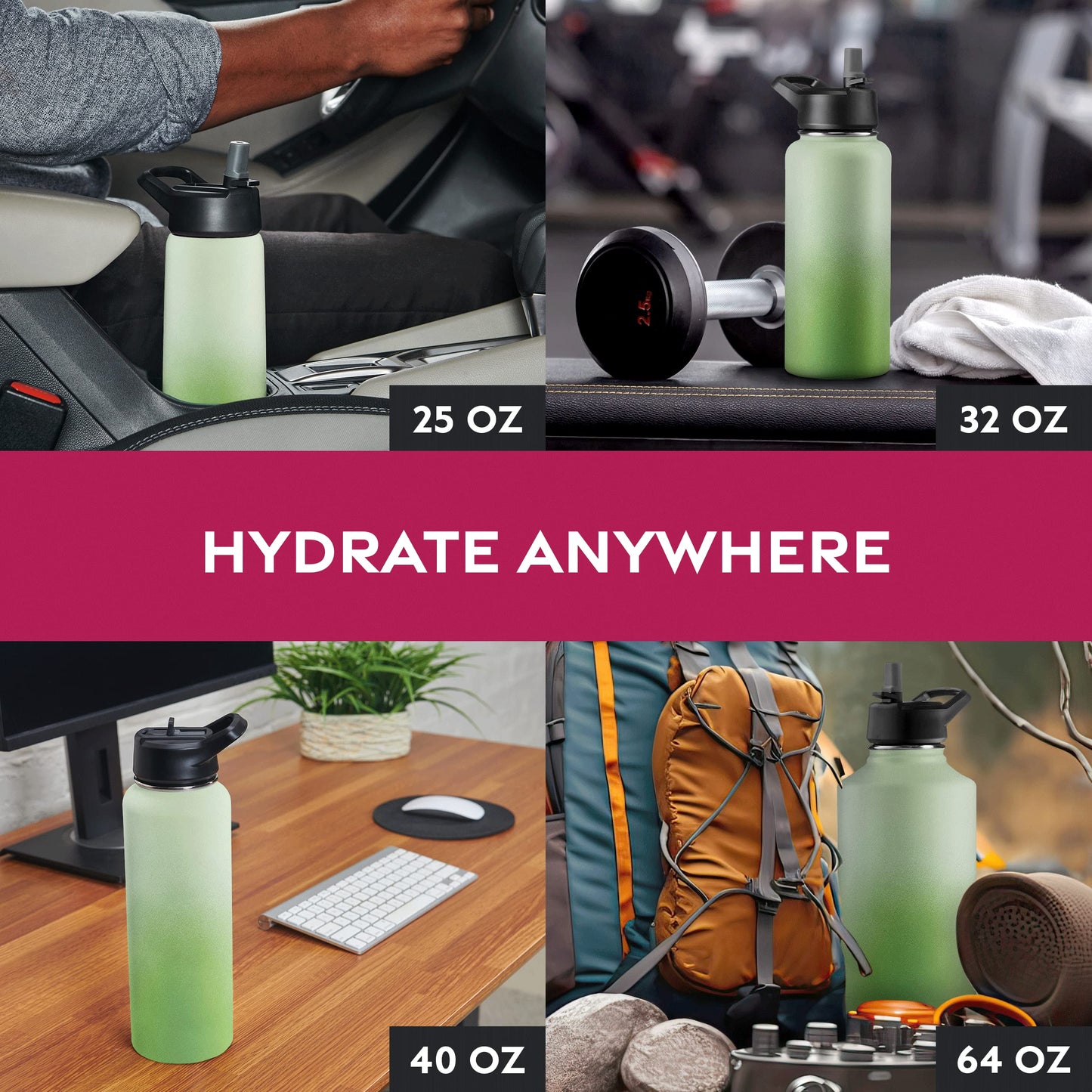 Insulated Sports Water Bottle with Straw