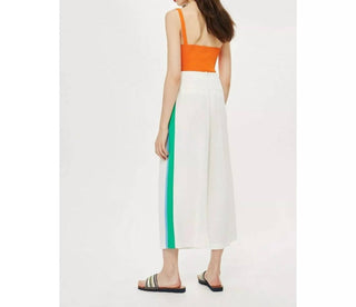 Topshop - Pleated Wide Leg Crop Pants with Side Stripes