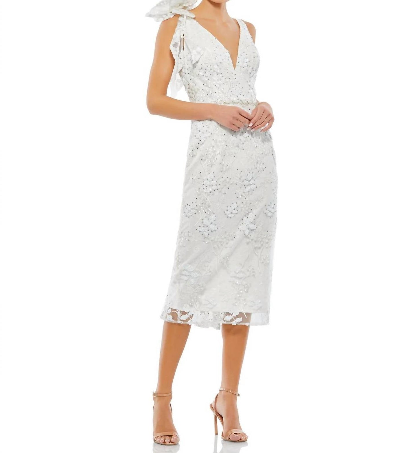 Mac Duggal - Floral Embellished Midi Dress