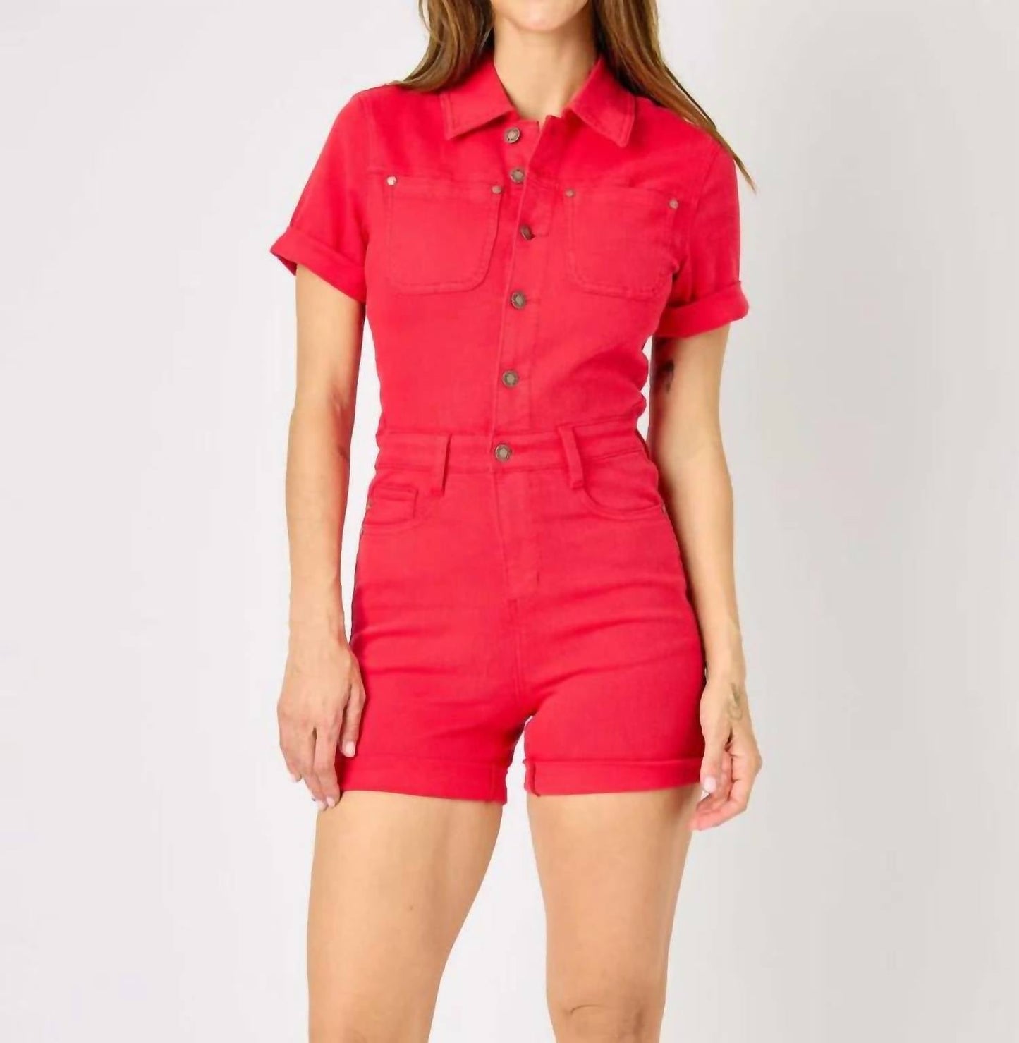 Judy Blue - High Waist Garment Dyed Romper