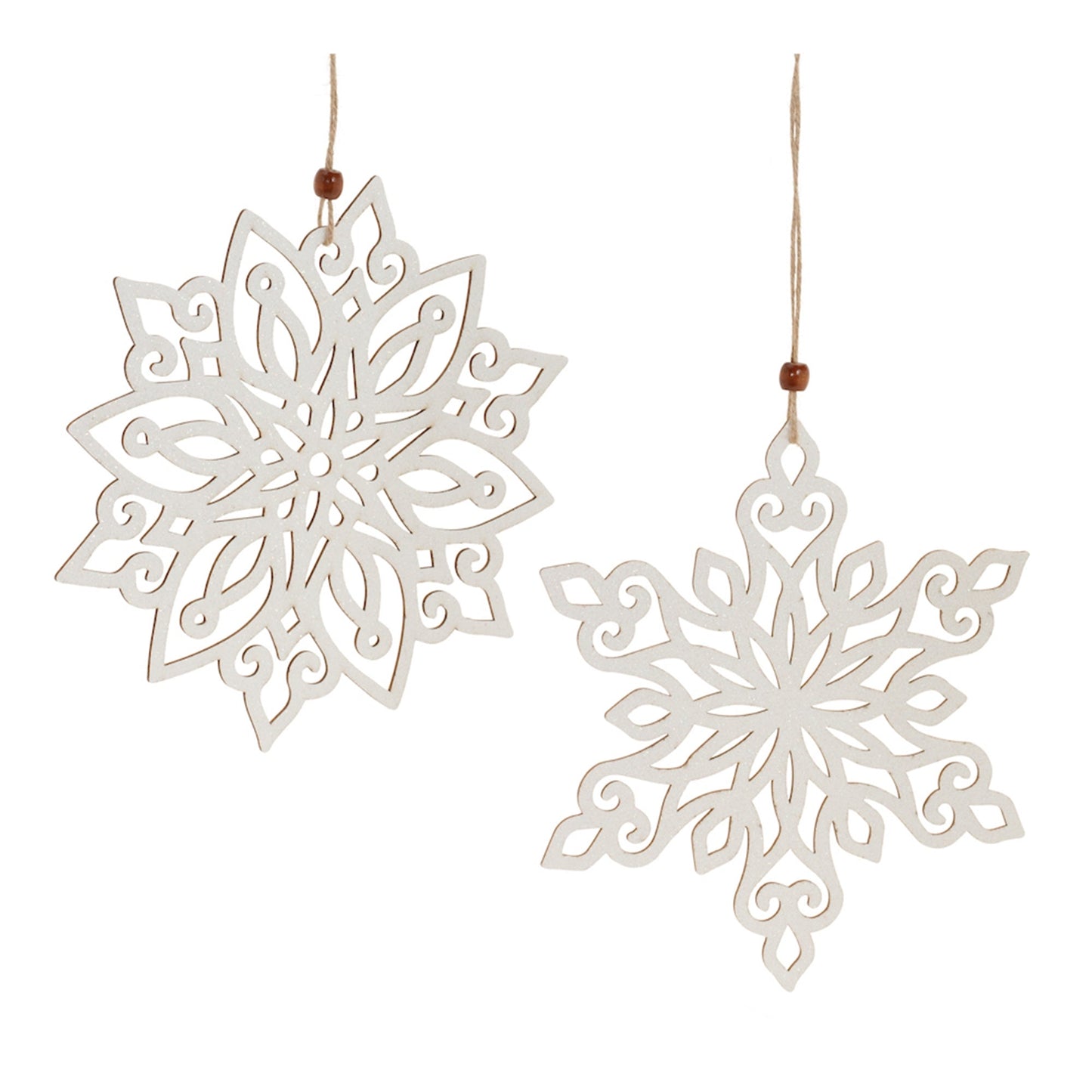 Wood Cut-Out Snowflake Ornament (Set of 24), White